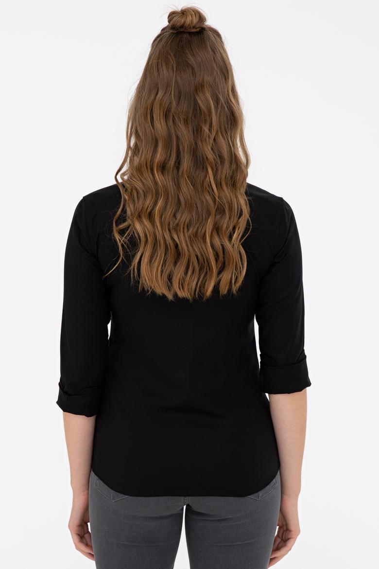 Kadın Siyah Gömlek Uzunkol Basic - 50232199060