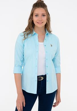 Kadın Turkuaz Uzun Kollu Basic Gömlek - 50232199074