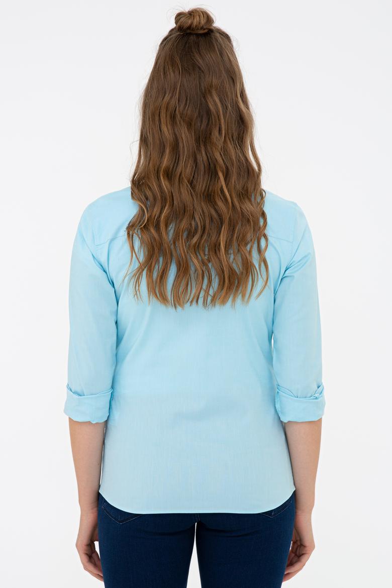 Kadın Turkuaz Uzun Kollu Basic Gömlek - 50232199074