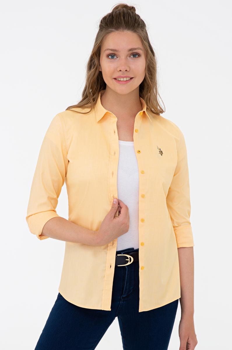 Kadın Sarı Uzun Kollu Basic Gömlek