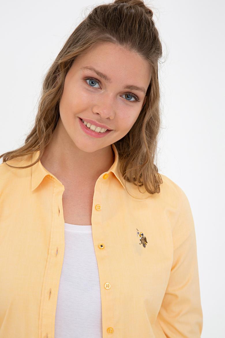 Kadın Sarı Uzun Kollu Basic Gömlek - 50232199082