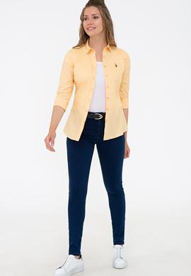 Kadın Sarı Uzun Kollu Basic Gömlek - 50232199082