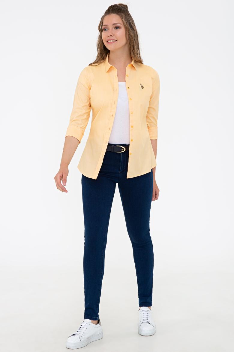 Kadın Sarı Uzun Kollu Basic Gömlek - 50232199082