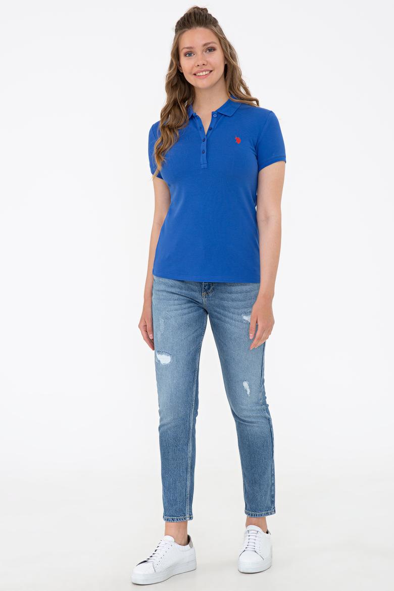 Kadın Saks Basic Polo Yaka Tişört - 50234714080