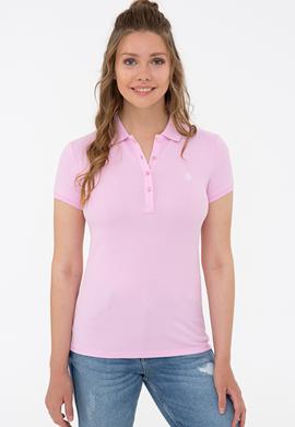 Kadın Açık Pembe Basic Polo Yaka Tişört - 50234714062