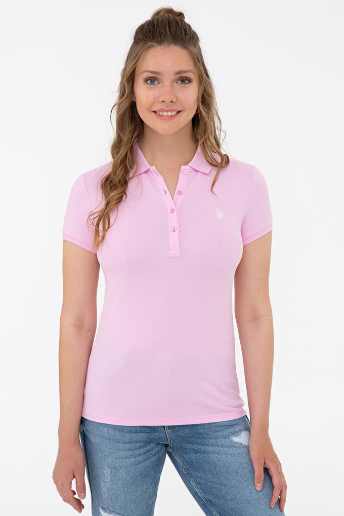 Kadın Açık Pembe Basic Polo Yaka Tişört