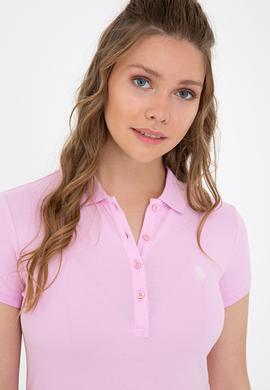 Kadın Açık Pembe Basic Polo Yaka Tişört - 50234714062
