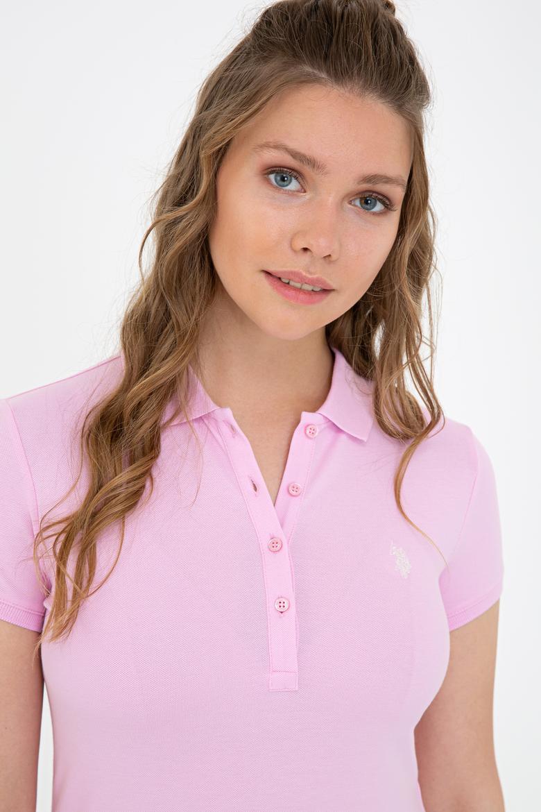 Kadın Açık Pembe Basic Polo Yaka Tişört - 50234714062
