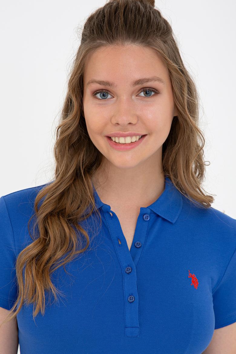 Kadın Saks Basic Polo Yaka Tişört - 50234714080