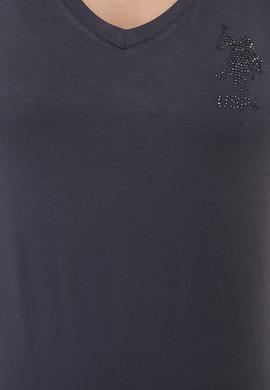 Kadın Antrasit V Yaka Basic Tişört - 50234861030