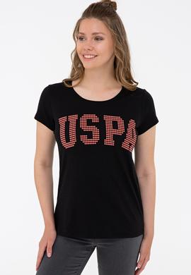 Kadın Siyah Bisiklet Yaka Tişört - 50238124030