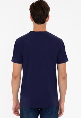 Erkek Lacivert Bisiklet Yaka T-Shirt - 50238108011