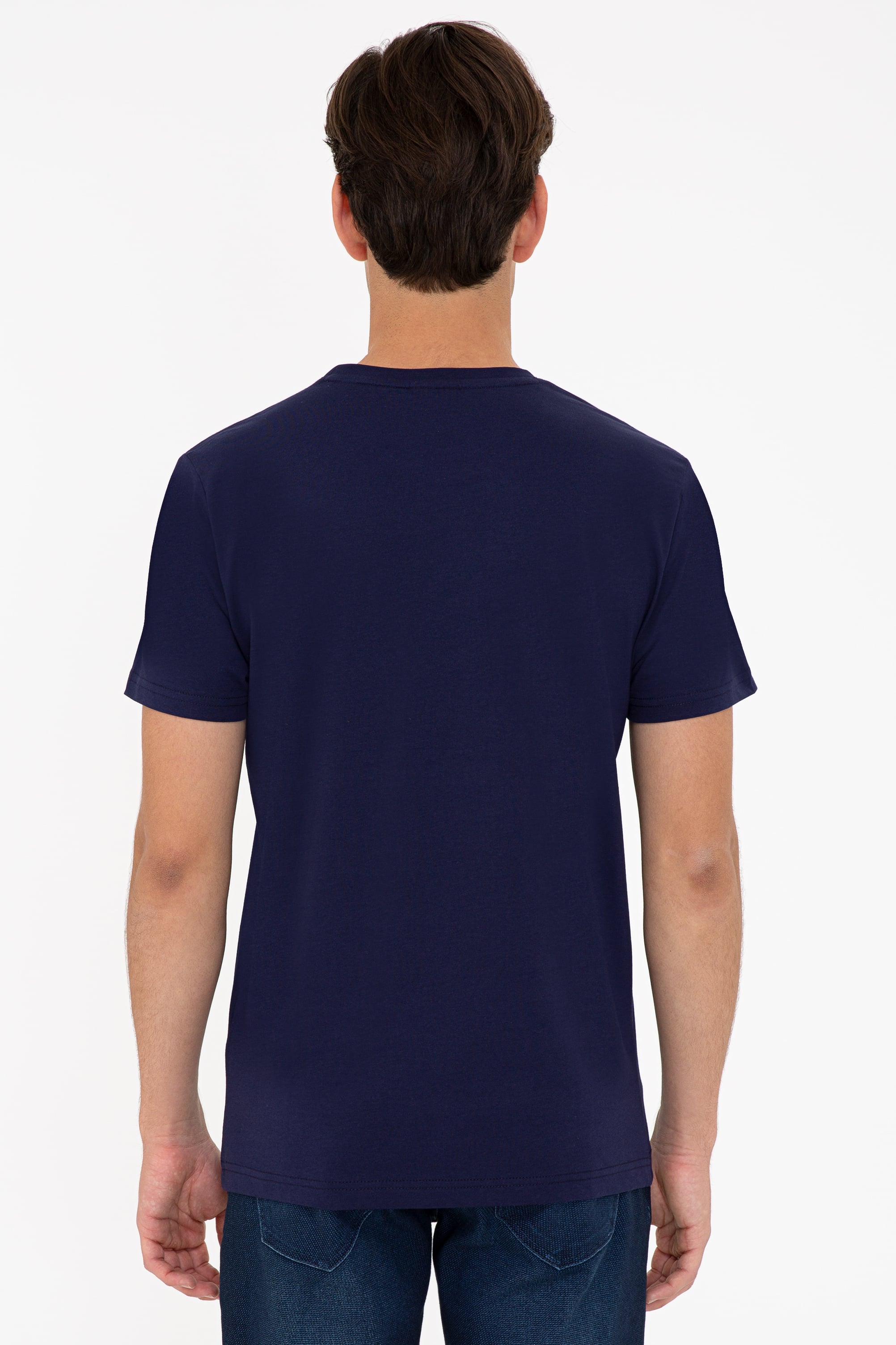 Erkek Lacivert Bisiklet Yaka T-Shirt
