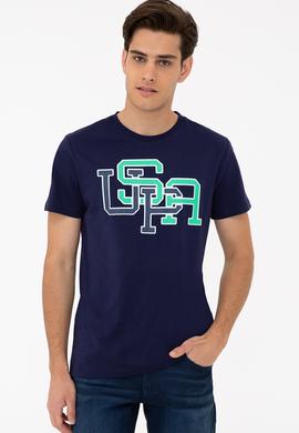 Erkek Lacivert Bisiklet Yaka T-Shirt - 50238108011