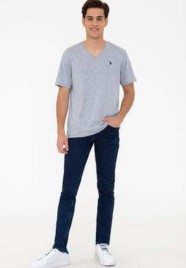 Erkek Gri Melanj Basic V Yaka Tişört - 50232305023