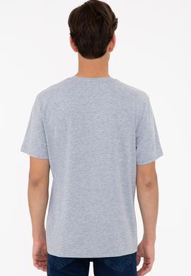 Erkek Gri Melanj Basic V Yaka Tişört - 50232305023