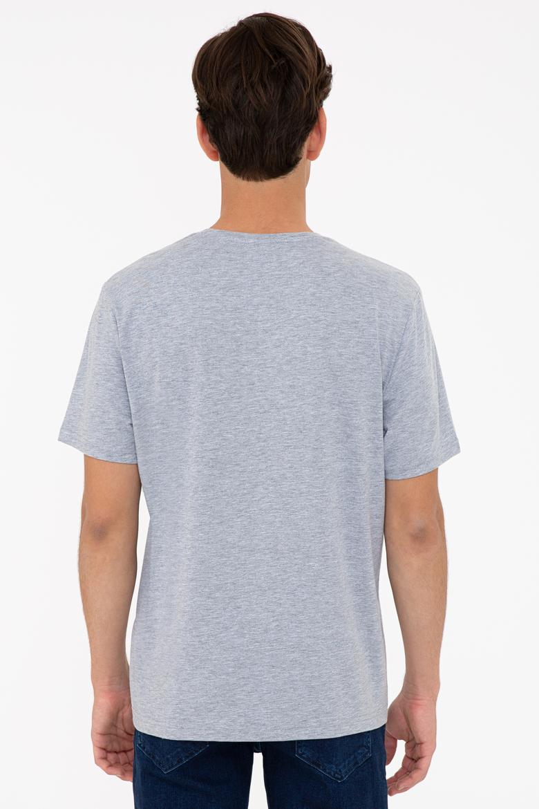 Erkek Gri Melanj Basic V Yaka Tişört - 50232305023