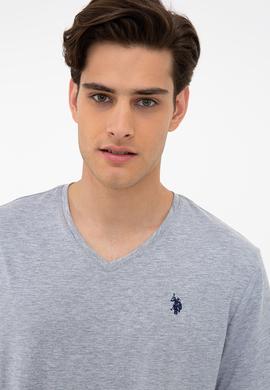 Erkek Gri Melanj Basic V Yaka Tişört - 50232305023