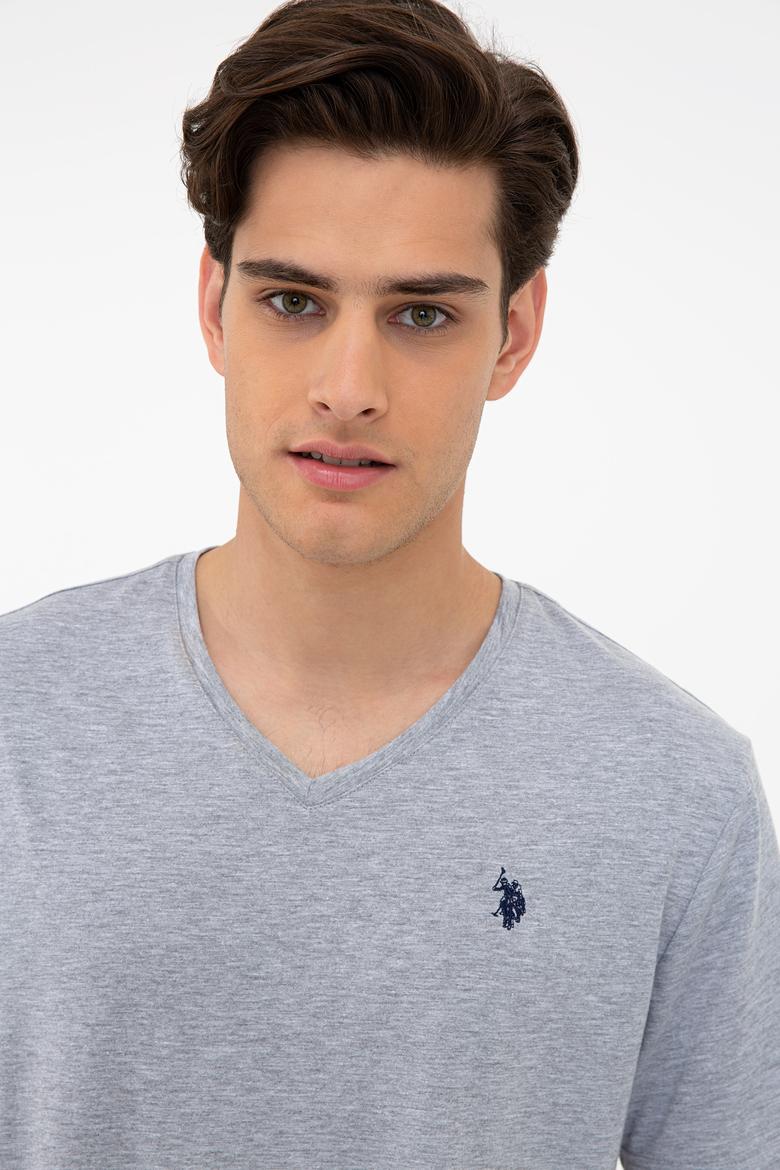 Erkek Gri Melanj Basic V Yaka Tişört - 50232305023
