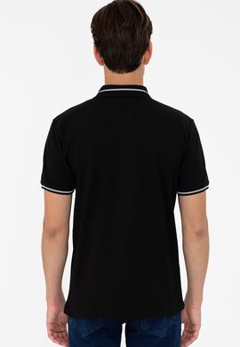Erkek Siyah Polo Yaka T-Shirt Basic - 50238185006