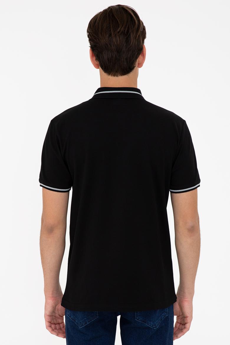 Erkek Siyah Polo Yaka T-Shirt Basic - 50238185006