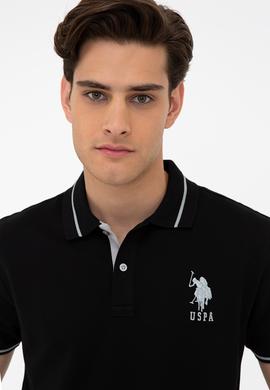 Erkek Siyah Polo Yaka T-Shirt Basic - 50238185006