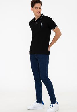 Erkek Siyah Polo Yaka T-Shirt Basic - 50238185006