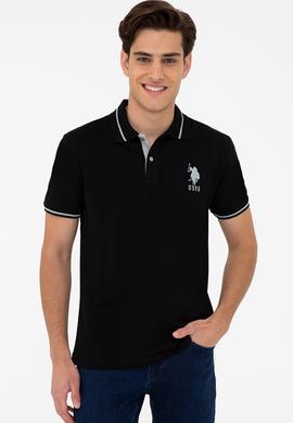 Erkek Siyah Polo Yaka T-Shirt Basic - 50238185006