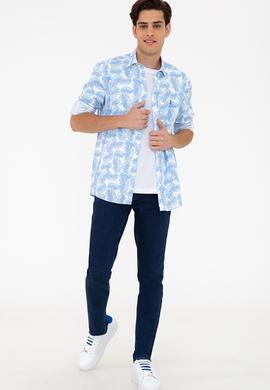Erkek Mavi Uzun Kollu Gömlek - 50235273008