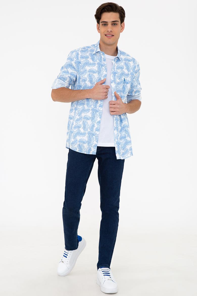 Erkek Mavi Uzun Kollu Gömlek - 50235273008