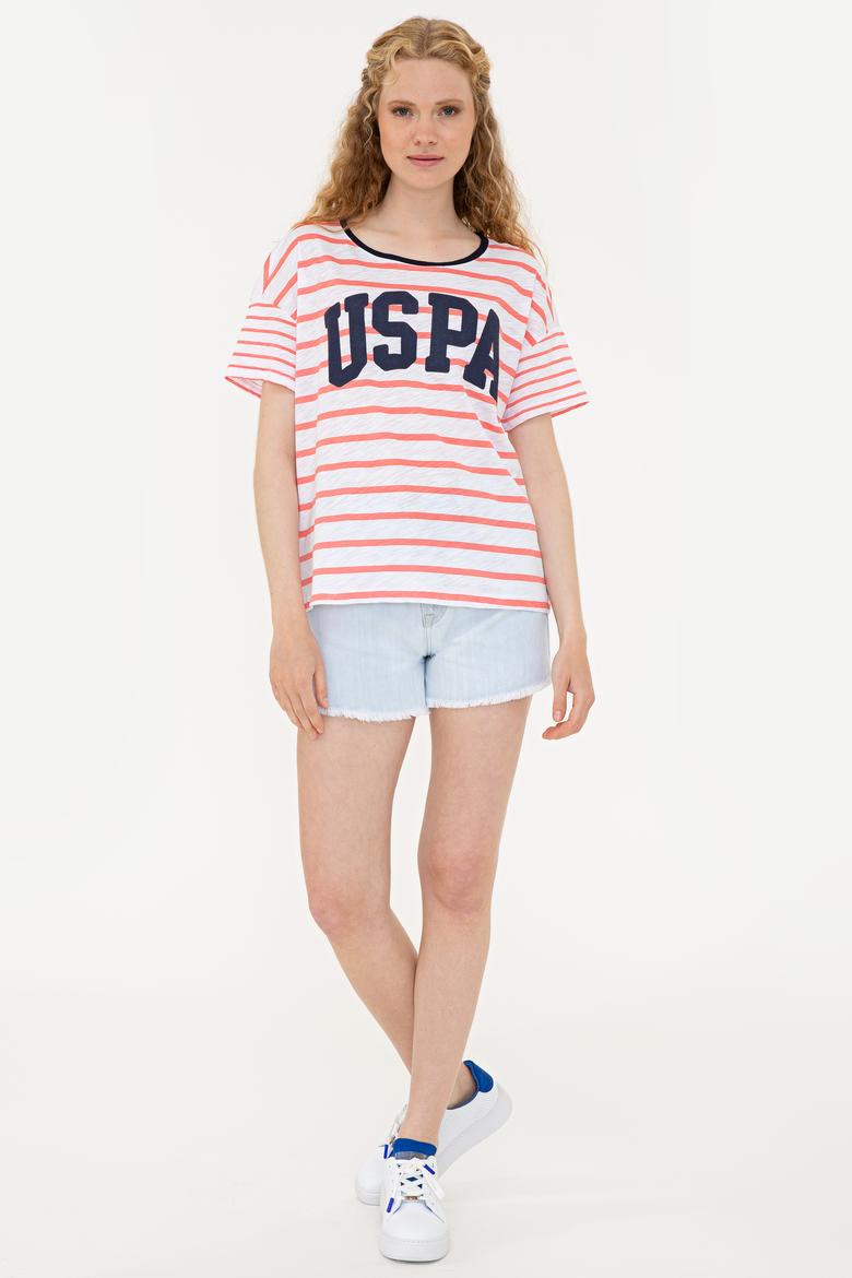 Kadın Koyu Nar Çiçeği Bisiklet Yaka T-Shirt - 50234687025