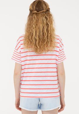 Kadın Koyu Nar Çiçeği Bisiklet Yaka T-Shirt - 50234687025