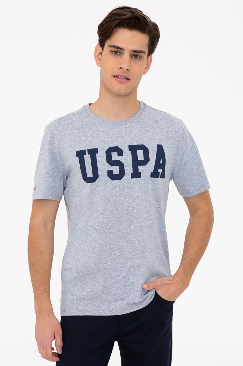 Erkek Gri Melanj Basic Bisiklet Yaka Tişört