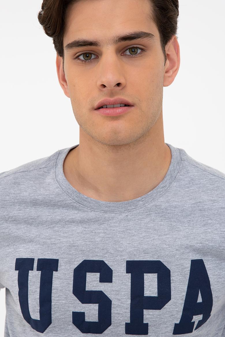 Erkek Gri Melanj Basic Bisiklet Yaka Tişört - 50232300037