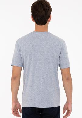 Erkek Gri Melanj Basic Bisiklet Yaka Tişört - 50232300037