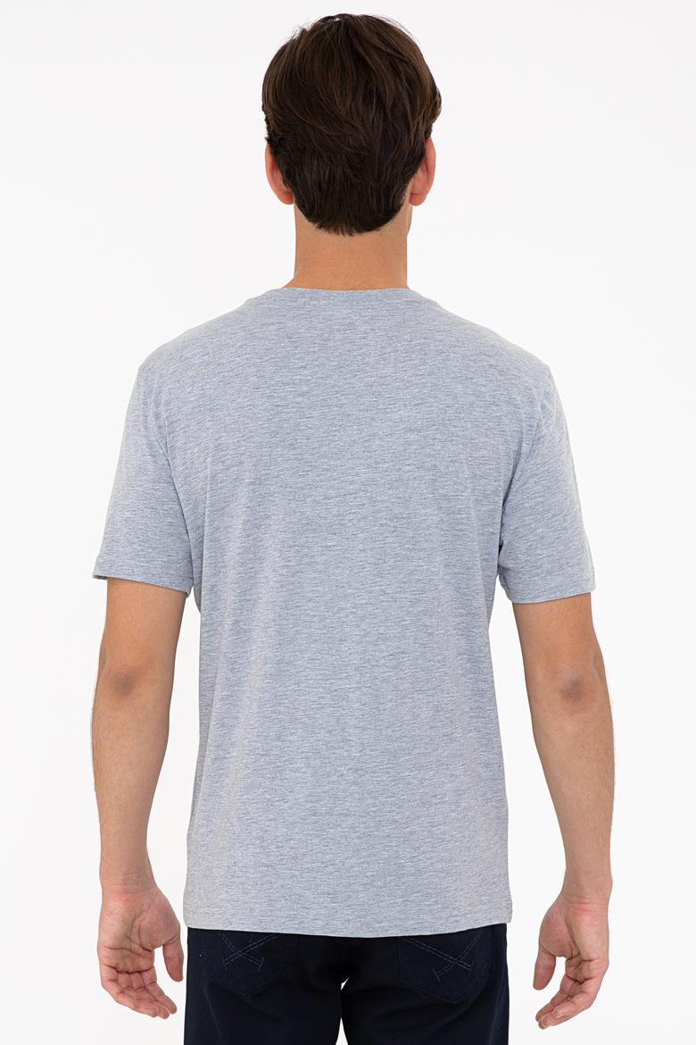Erkek Gri Melanj Basic Bisiklet Yaka Tişört - 50232300037