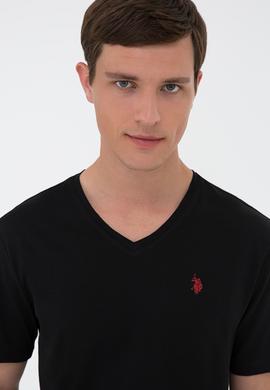 Erkek Siyah Basic V Yaka Tişört - 50232305012