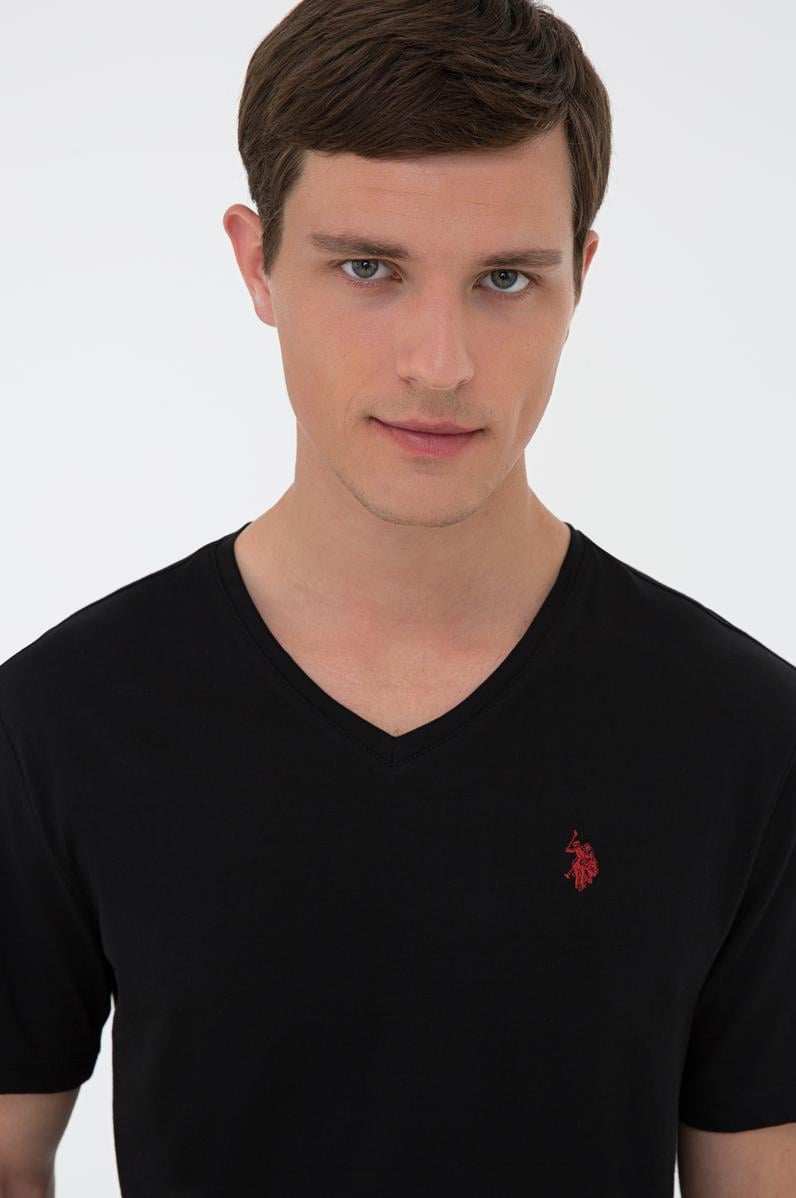 Erkek Siyah Basic V Yaka Tişört