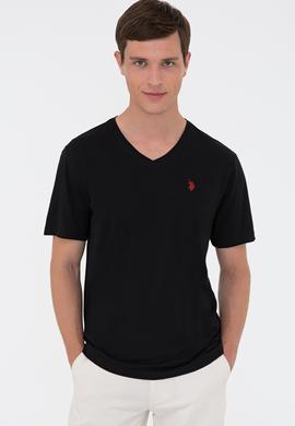 Erkek Siyah Basic V Yaka Tişört - 50232305012