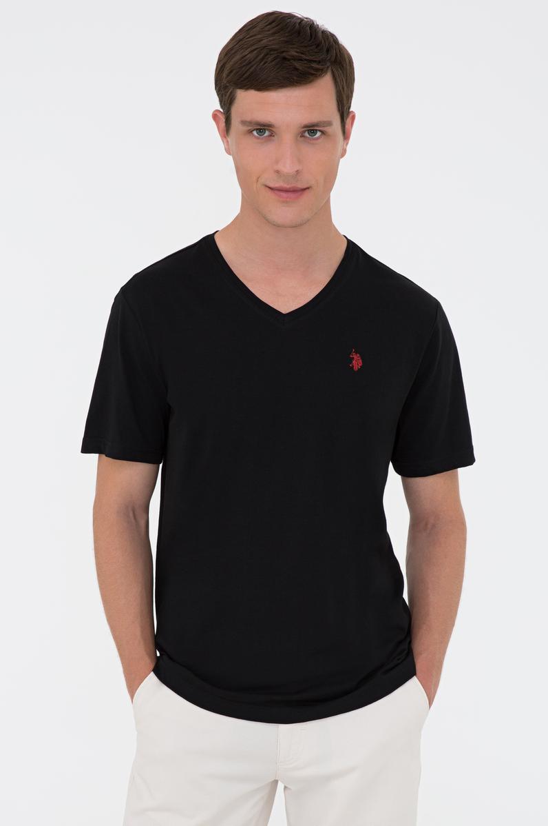 Erkek Siyah Basic V Yaka Tişört