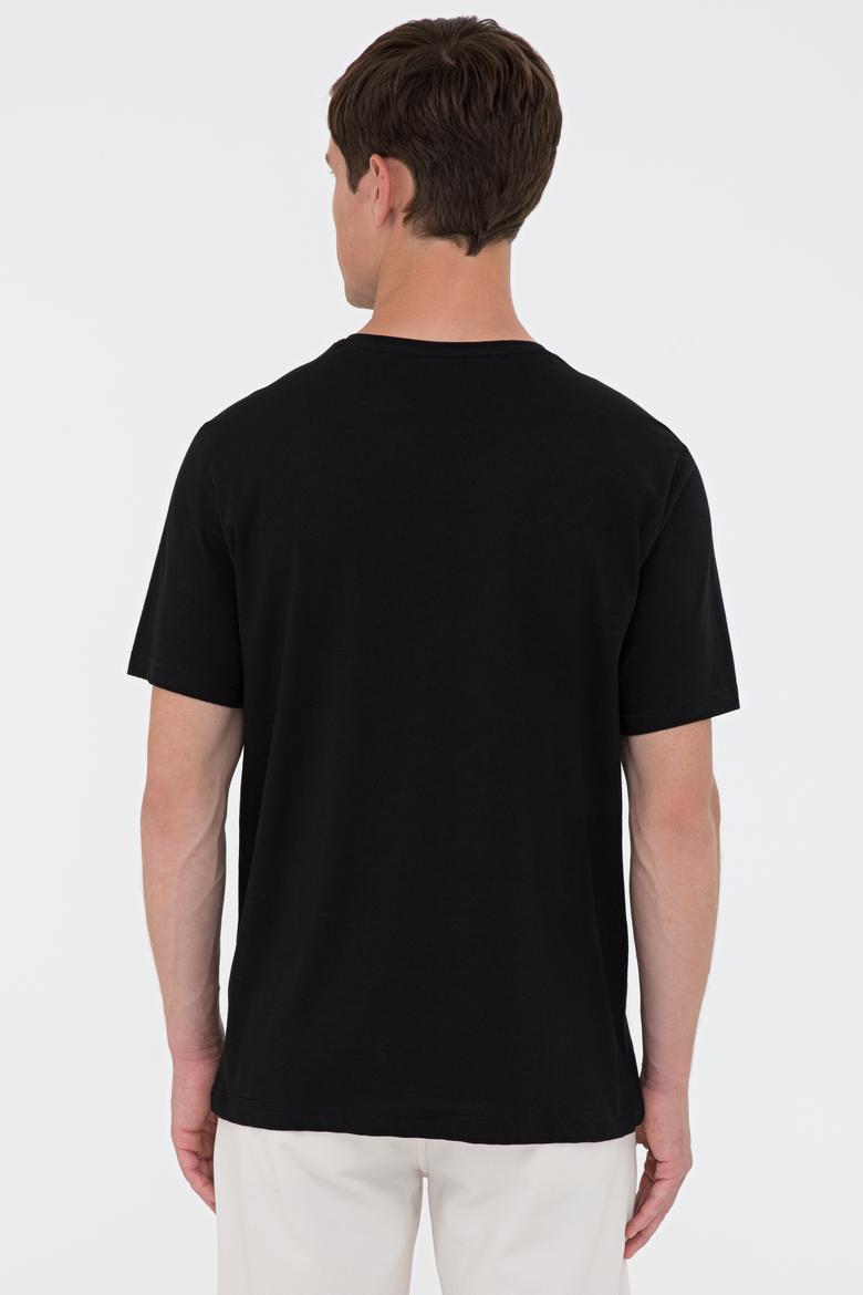Erkek Siyah Basic V Yaka Tişört - 50232305012