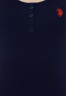 Kadın Lacivert Bisiklet Yaka Kolsuz Basic Tişört - 50234724076