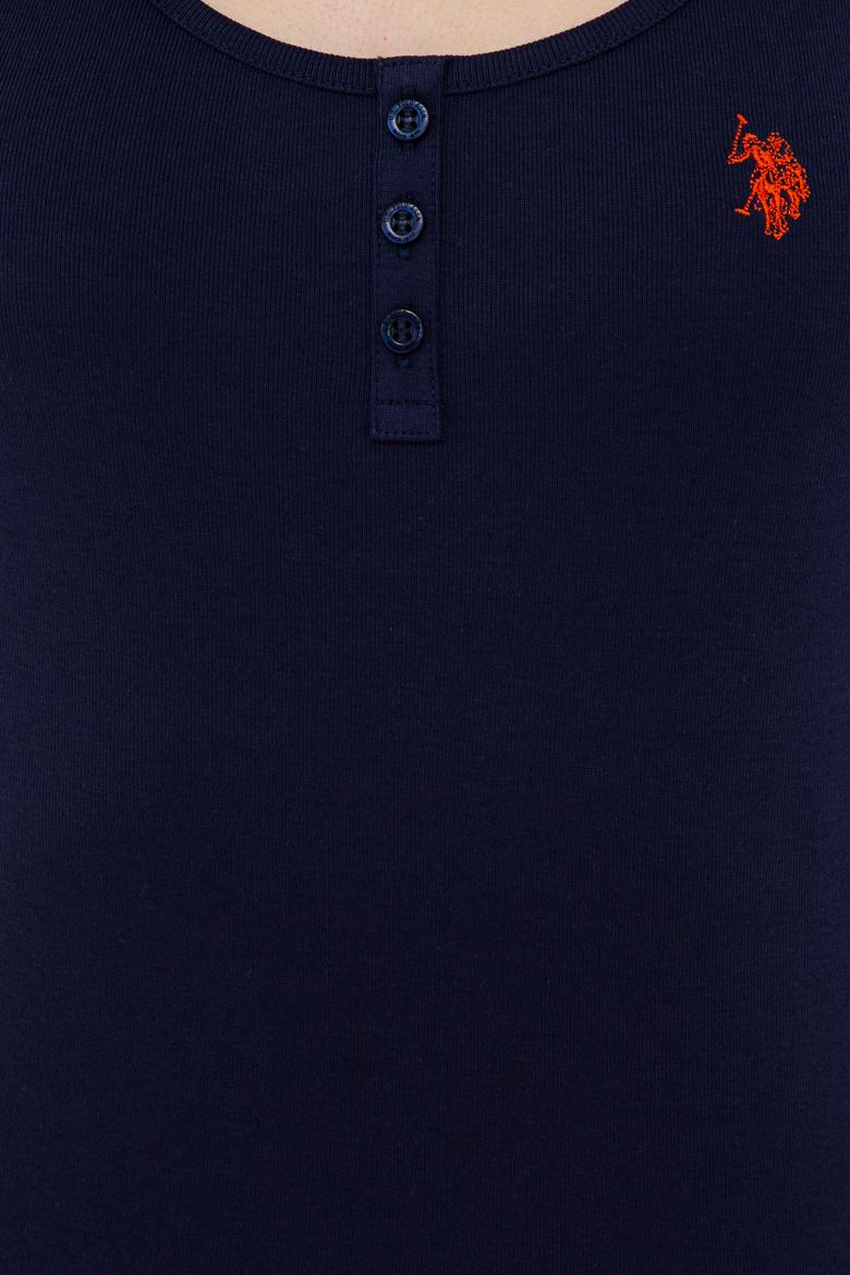 Kadın Lacivert Bisiklet Yaka Kolsuz Basic Tişört - 50234724076