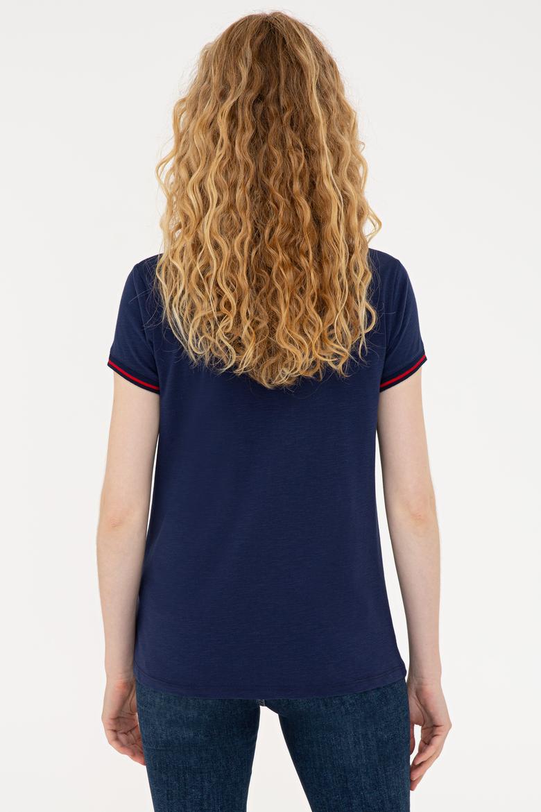 Kadın Lacivert V Yaka Tişört - 50252262003