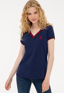 Kadın Lacivert V Yaka Tişört - 50252262003