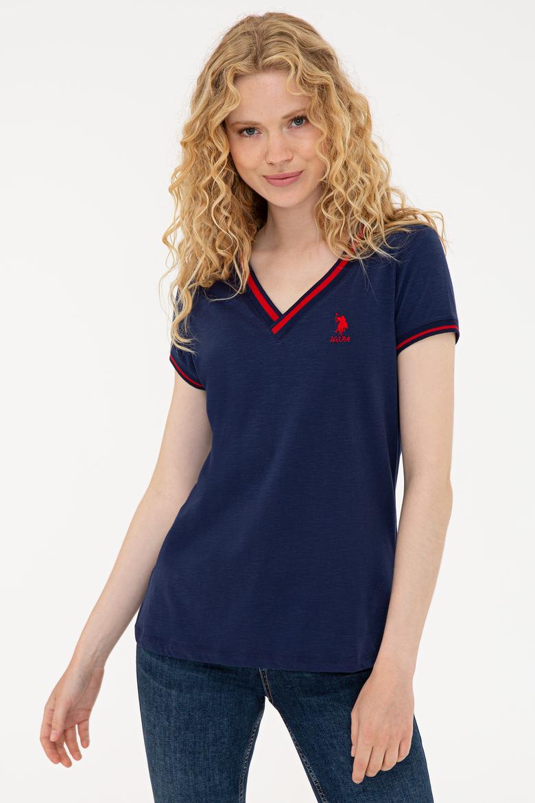 Kadın Lacivert V Yaka Tişört - 50252262003