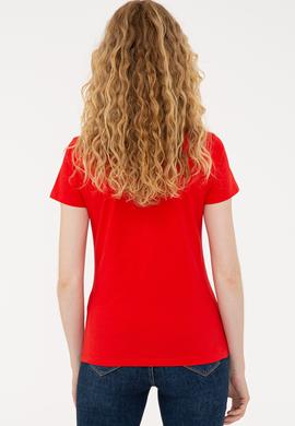 Kadın Kırmızı Basic Polo Yaka Tişört - 50239598080