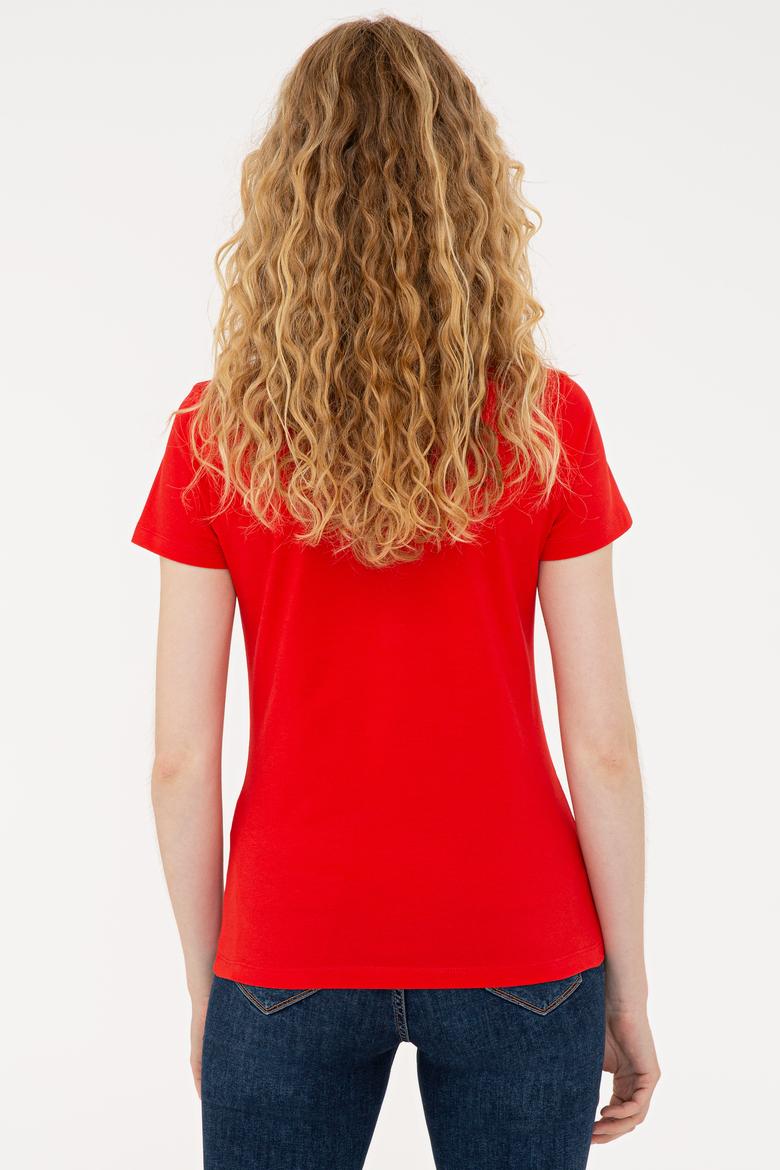 Kadın Kırmızı Basic Polo Yaka Tişört - 50239598080