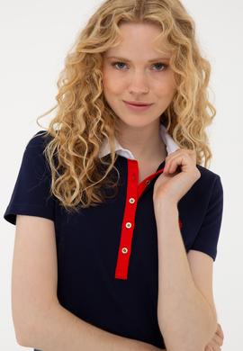 Kadın Lacivert Basic Polo Yaka Tişört - 50239598014