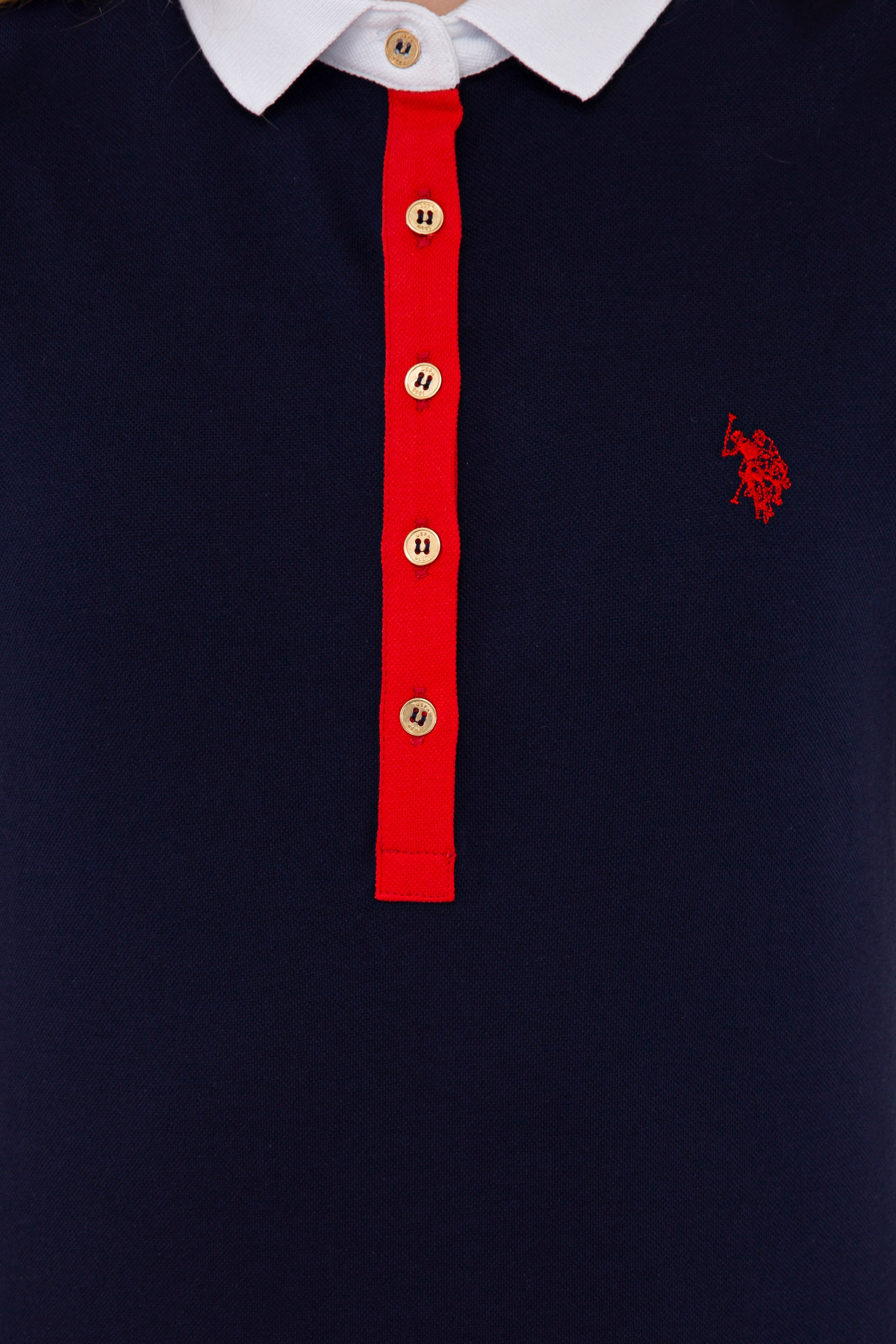 Kadın Lacivert Basic Polo Yaka Tişört - Image 5